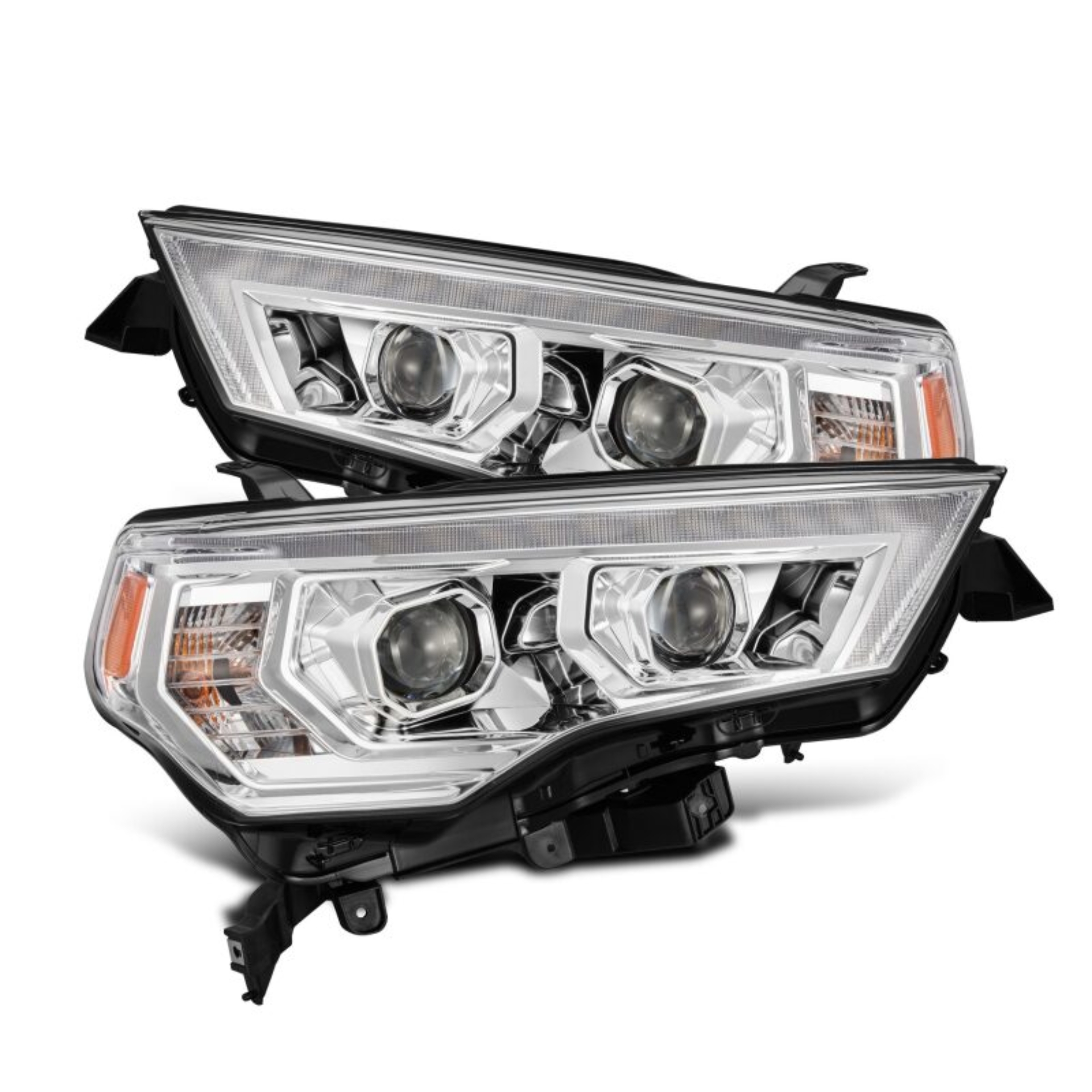 Picture of AlphaRex 14-22 Toyota 4Runner LUXX-Series LED Proj Headlights Chrome w/Actv Light & Seq. Sig + DRL