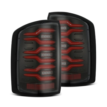 Picture of AlphaRex 14-18 GMC Sierra 1500/2500HD/3500HD LUXX-Series LED Tail Lights Blk/Red w/Actv Lgt Seq. Sig