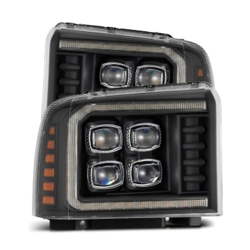 Picture of AlphaRex 05-07 Ford F250/350/450/550 Super Duty NOVA LED Proj HL Blk w/Actv Light & Seq Sig + SB DRL