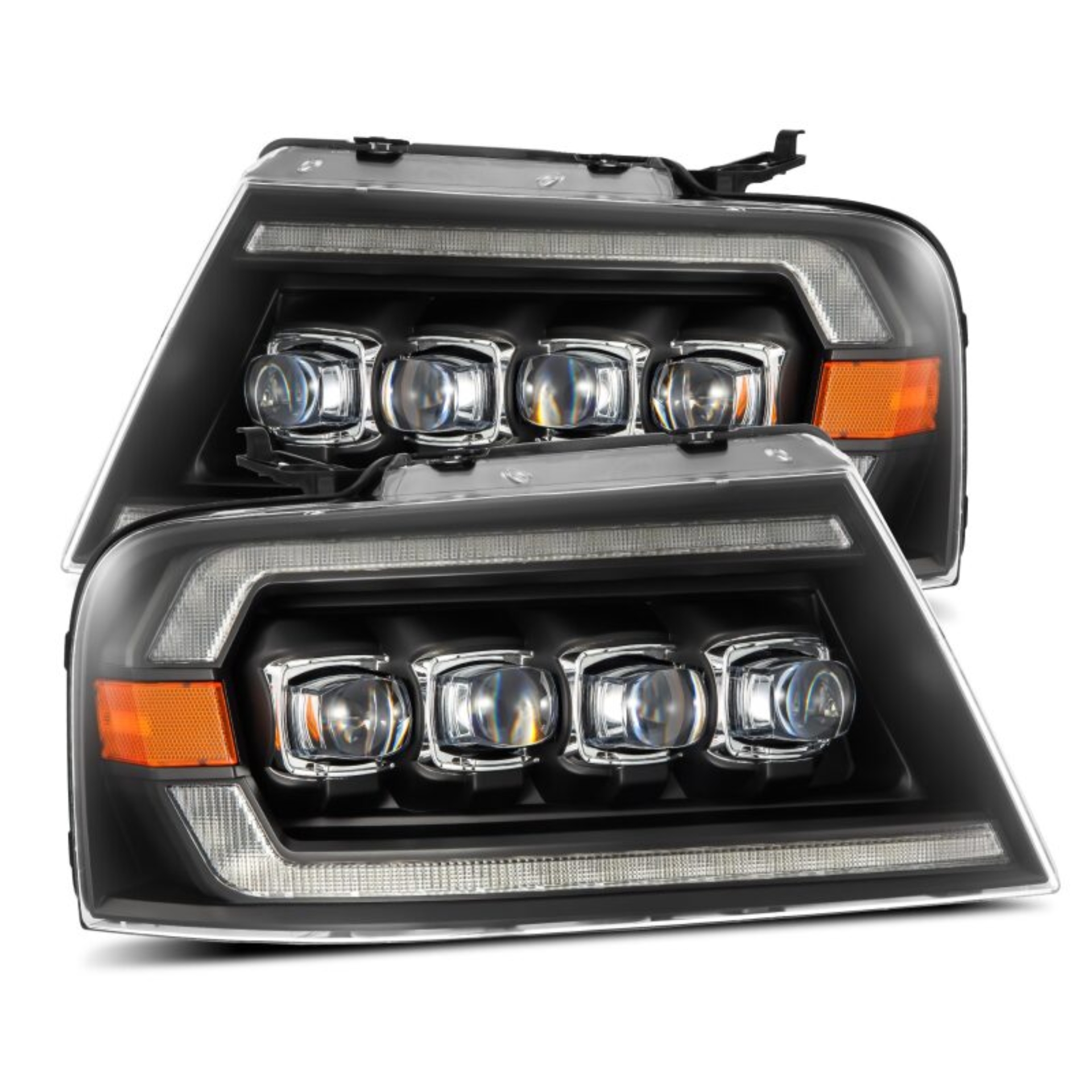 Picture of AlphaRex 04-08 Ford F-150 (No 2004 Heritage) NOVA-Series LED Proj HL Alpha-Blk w/Actv Lgt / Seq. Sig