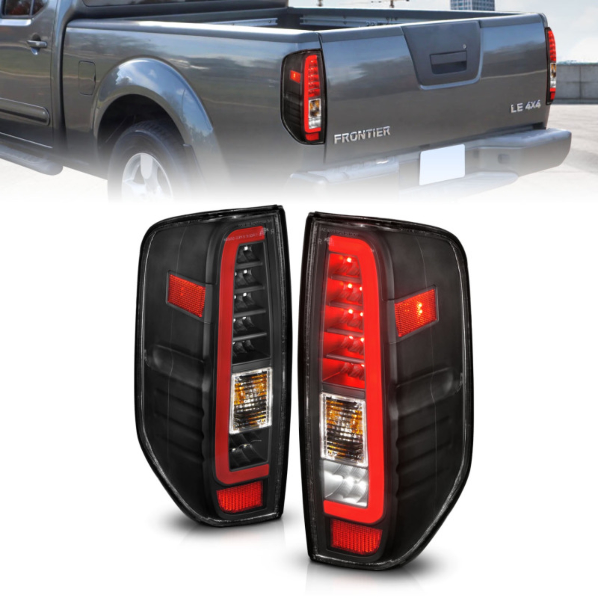 Picture of ANZO 2005-2021 Nissan Frontier LED Taillights Black Housing/Clear Lens