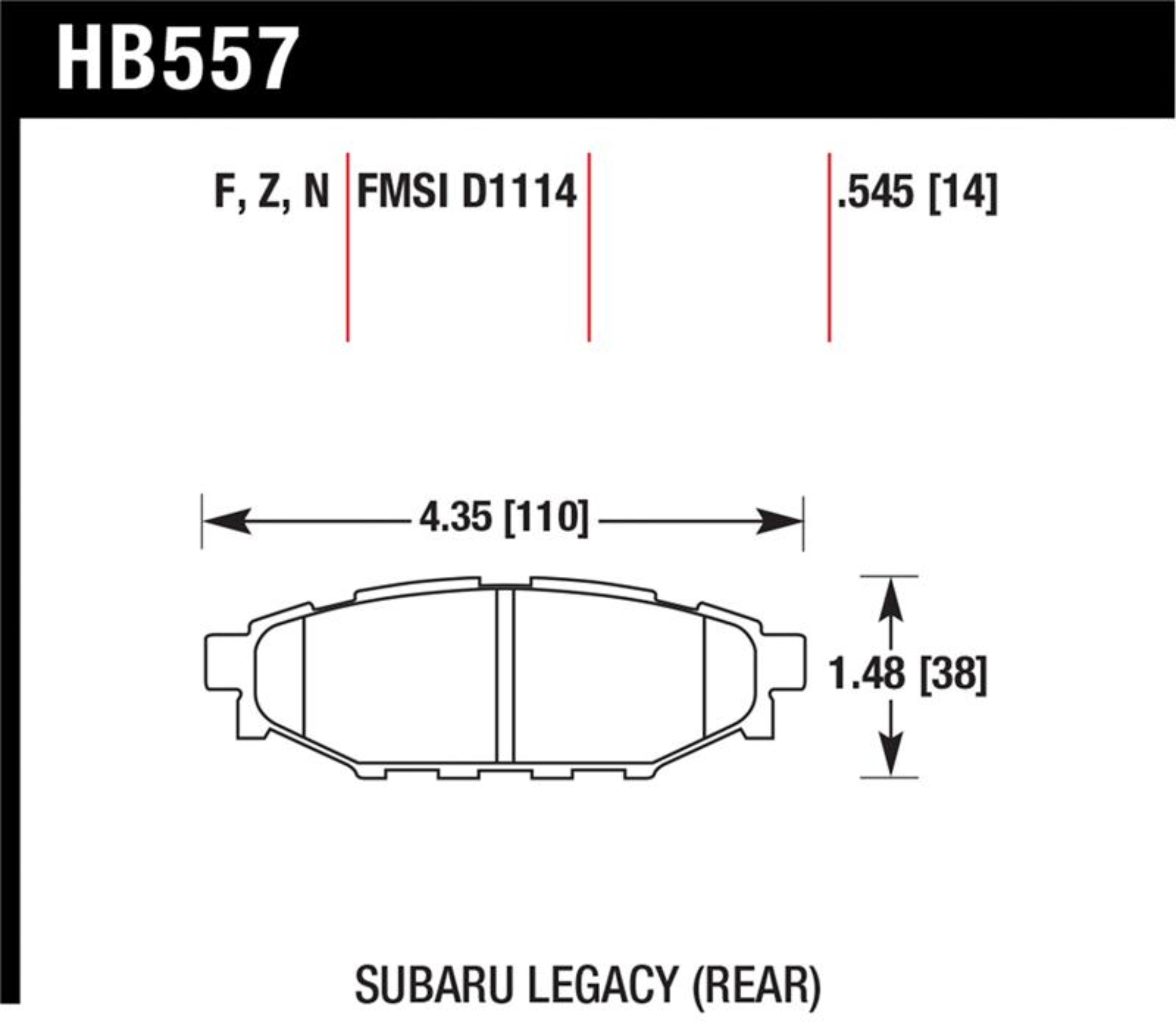 Picture of Hawk 08 WRX Rear HPS Street Brake Pads