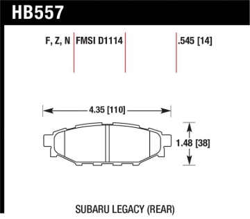 Picture of Hawk 08 WRX Rear Performance Ceramic Street Brake Pads