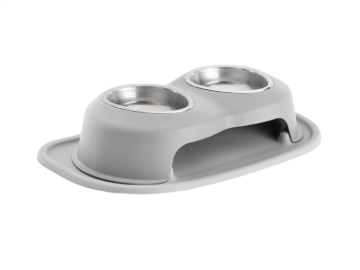 Picture of WeatherTech Pet Feeding System Double High 16oz 4in. Stainless Bowl - Light Grey