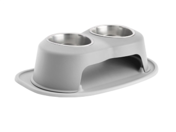 Picture of WeatherTech Pet Feeding System Double High 32oz 6in. Stainless Bowl - Light Grey