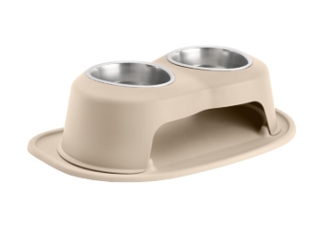 Picture of WeatherTech Pet Feeding System Double High 32oz 6in. Stainless Bowl - Tan