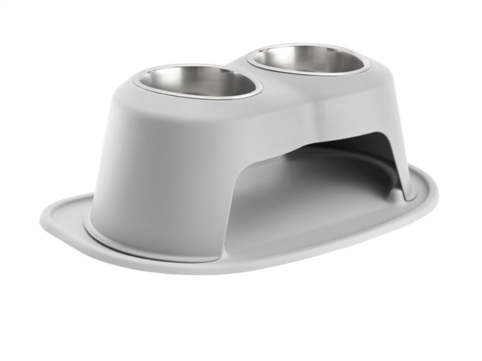 Picture of WeatherTech Pet Feeding System Double High 32oz 8in. Stainless Bowl - Light Grey