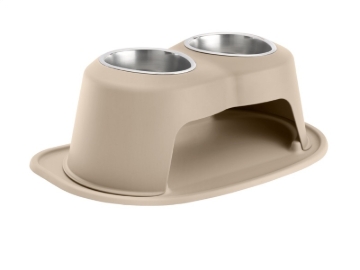 Picture of WeatherTech Pet Feeding System Double High 32oz 8in. Stainless Bowl - Tan