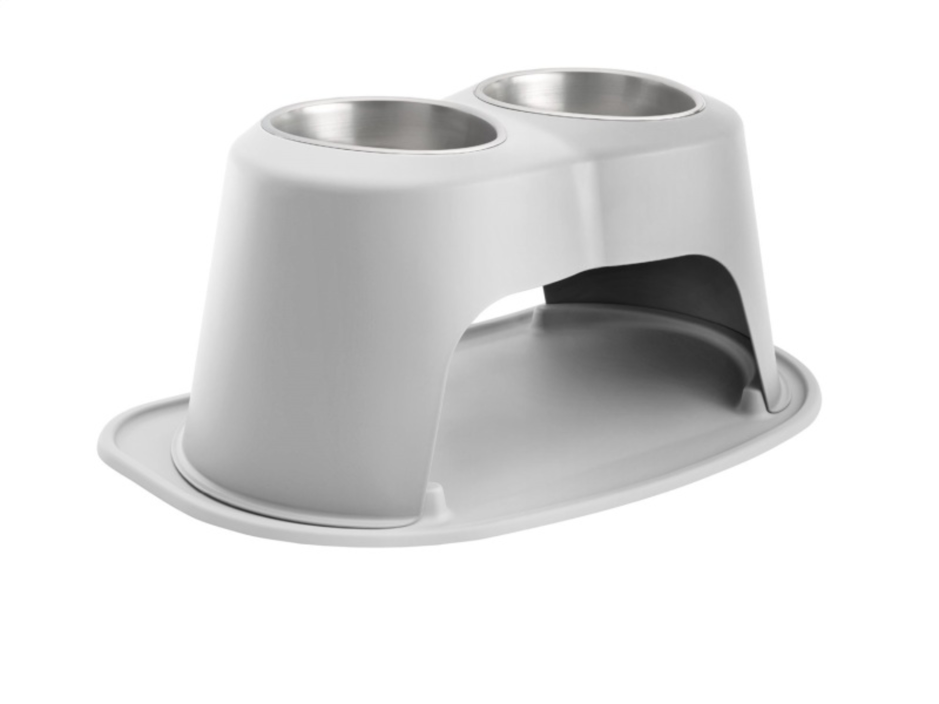 Picture of WeatherTech Pet Feeding System Double High 64oz 10in. Stainless Bowl - Light Grey