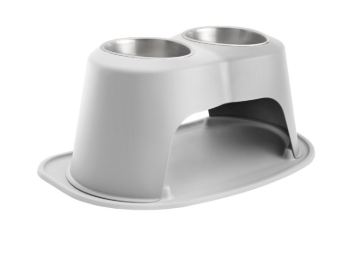 Picture of WeatherTech Pet Feeding System Double High 64oz 10in. Stainless Bowl - Light Grey
