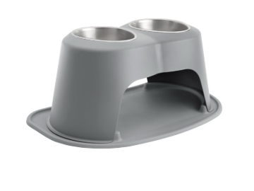 Picture of WeatherTech Pet Feeding System Double High 64oz 10in. Stainless Bowl - Dark Grey