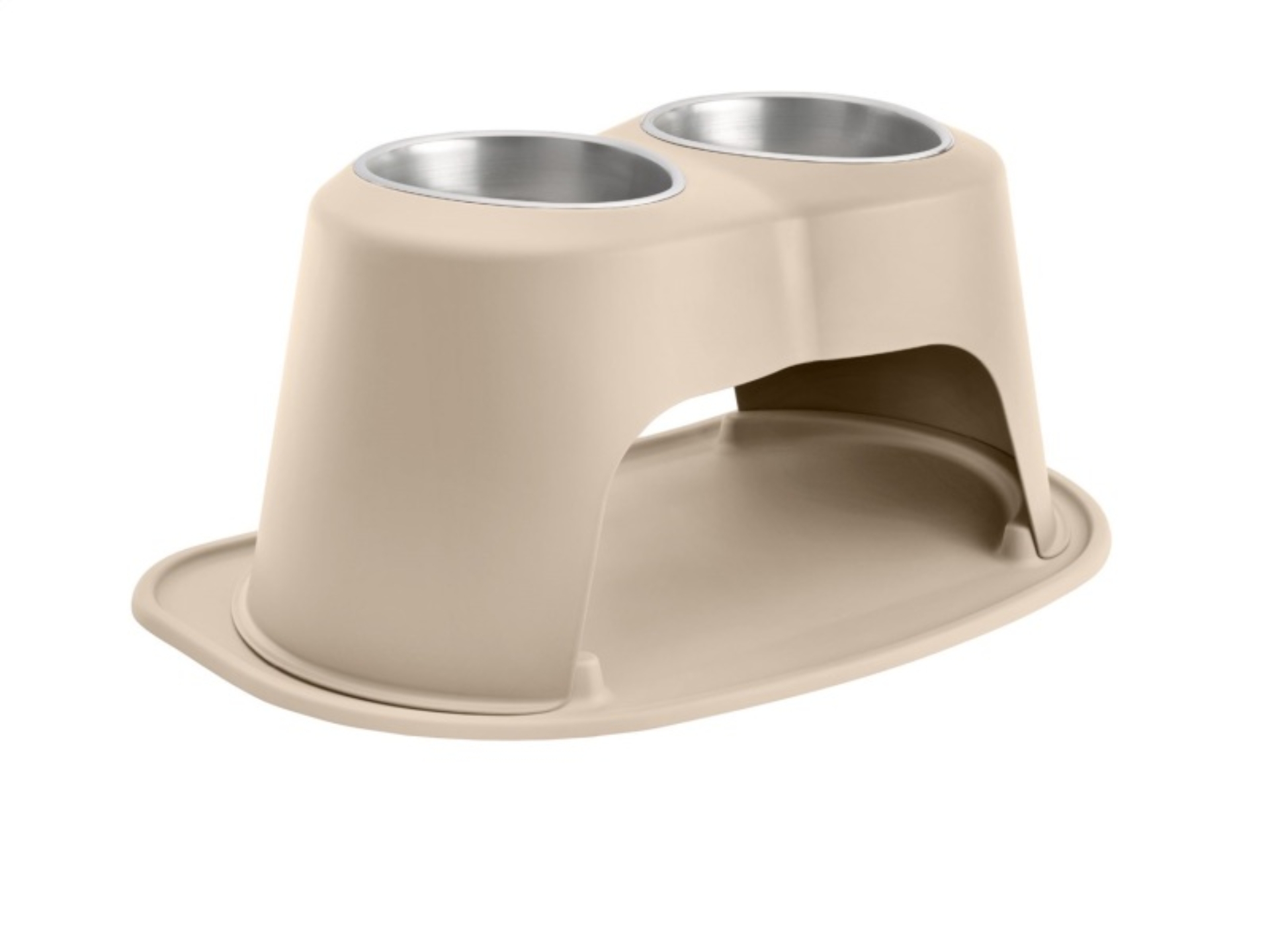 Picture of WeatherTech Pet Feeding System Double High 64oz 10in. Stainless Bowl - Tan