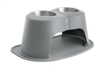 Picture of WeatherTech Pet Feeding System Double High 64oz 12in. Stainless Bowl - Dark Grey