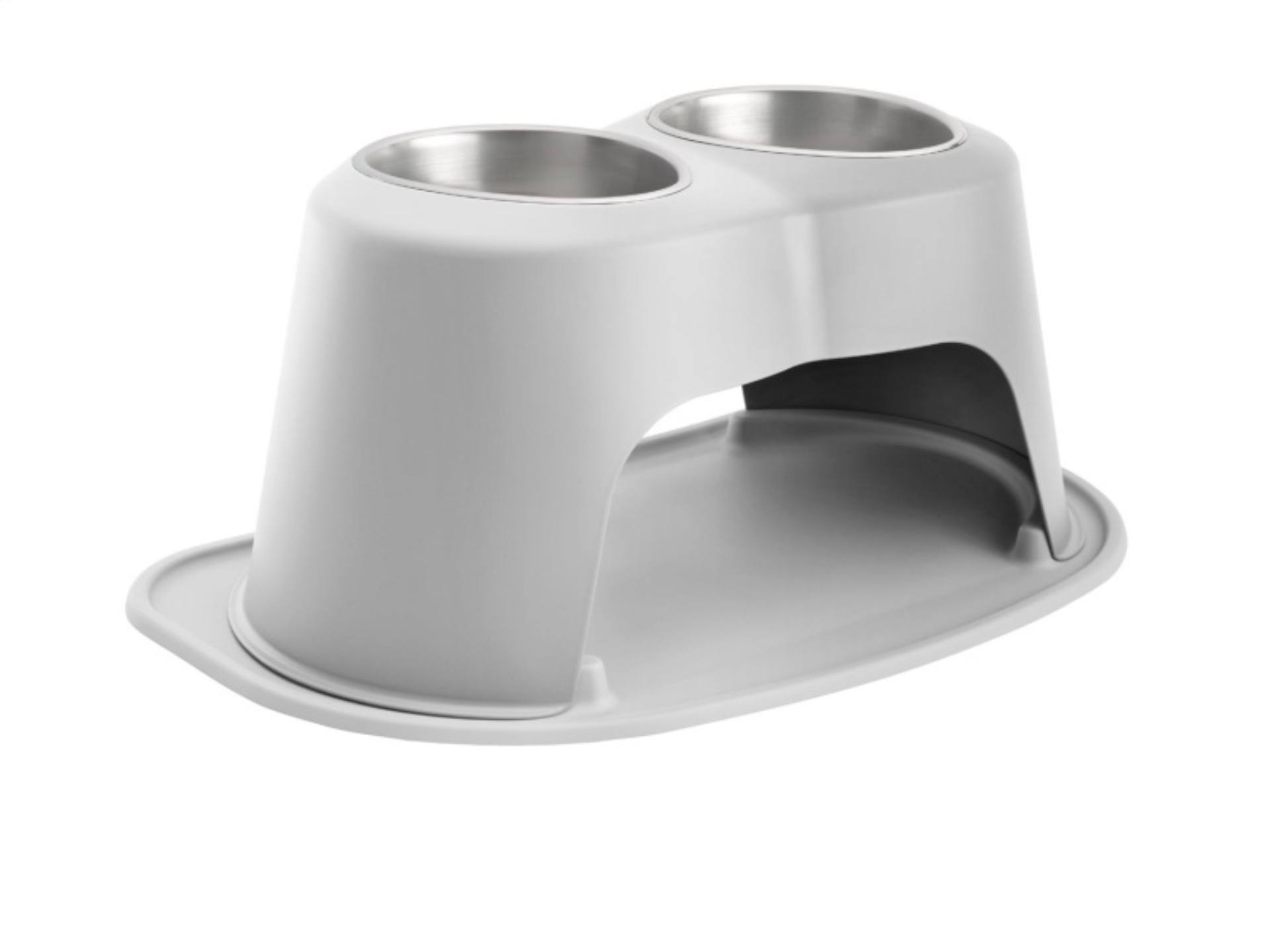 Picture of WeatherTech Pet Feeding System Double High 64oz 12in. Stainless Bowl - Light Grey