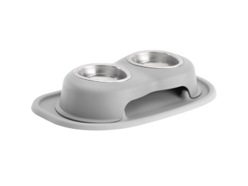 Picture of WeatherTech Pet Feeding System Double High 8oz 3in. Stainless Bowl - Light Grey