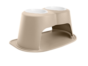 Picture of WeatherTech Pet Feeding System Double High 96oz 14in. Poly Bowl - Tan