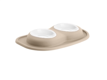 Picture of WeatherTech Pet Feeding System Double Low 16oz 2in. Poly Bowl - Tan