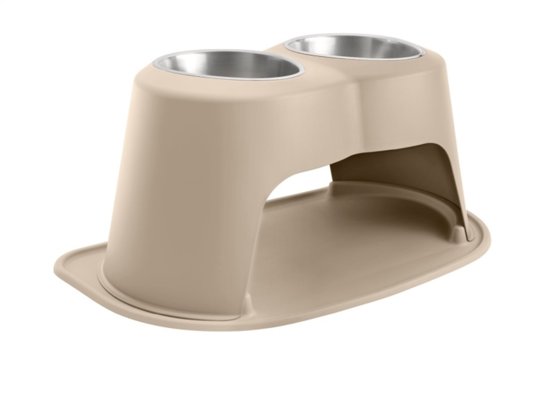 Picture of WeatherTech Pet Feeding System Double High 96oz 14in. Stainless Bowl - Tan