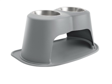 Picture of WeatherTech Pet Feeding System Double High 96oz 14in. Stainless Bowl - Dark Grey