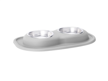 Picture of WeatherTech Pet Feeding System Double Low 16oz 2in. Stainless Bowl - Light Grey