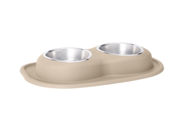 Picture of WeatherTech Pet Feeding System Double Low 32oz 3in. Stainless Bowl - Tan