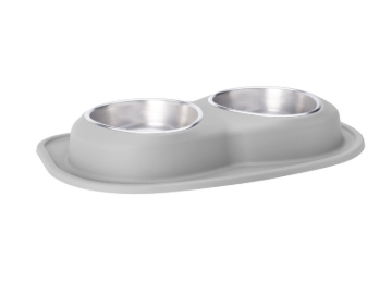 Picture of WeatherTech Pet Feeding System Double Low 64oz 3in. Stainless Bowl - Light Grey