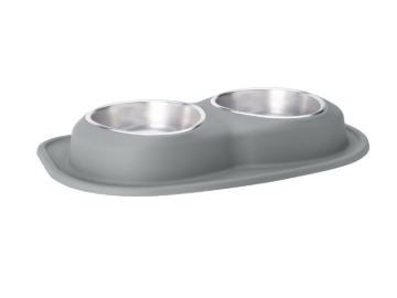 Picture of WeatherTech Pet Feeding System Double Low 64oz 3in. Stainless Bowl - Dark Grey