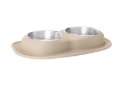 Picture of WeatherTech Pet Feeding System Double Low 64oz 3in. Stainless Bowl - Tan