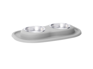 Picture of WeatherTech Pet Feeding System Double Low 8oz 1in. Stainless Bowl - Light Grey