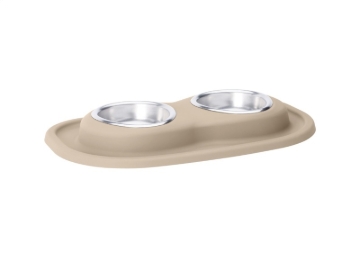 Picture of WeatherTech Pet Feeding System Double Low 8oz 1in. Stainless Bowl - Tan