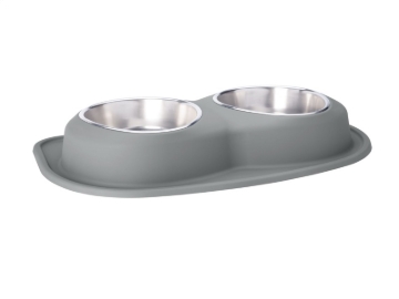 Picture of WeatherTech Pet Feeding System Double Low 96oz 3in. Stainless Bowl - Dark Grey