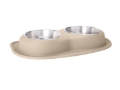 Picture of WeatherTech Pet Feeding System Double Low 96oz 3in. Stainless Bowl - Tan