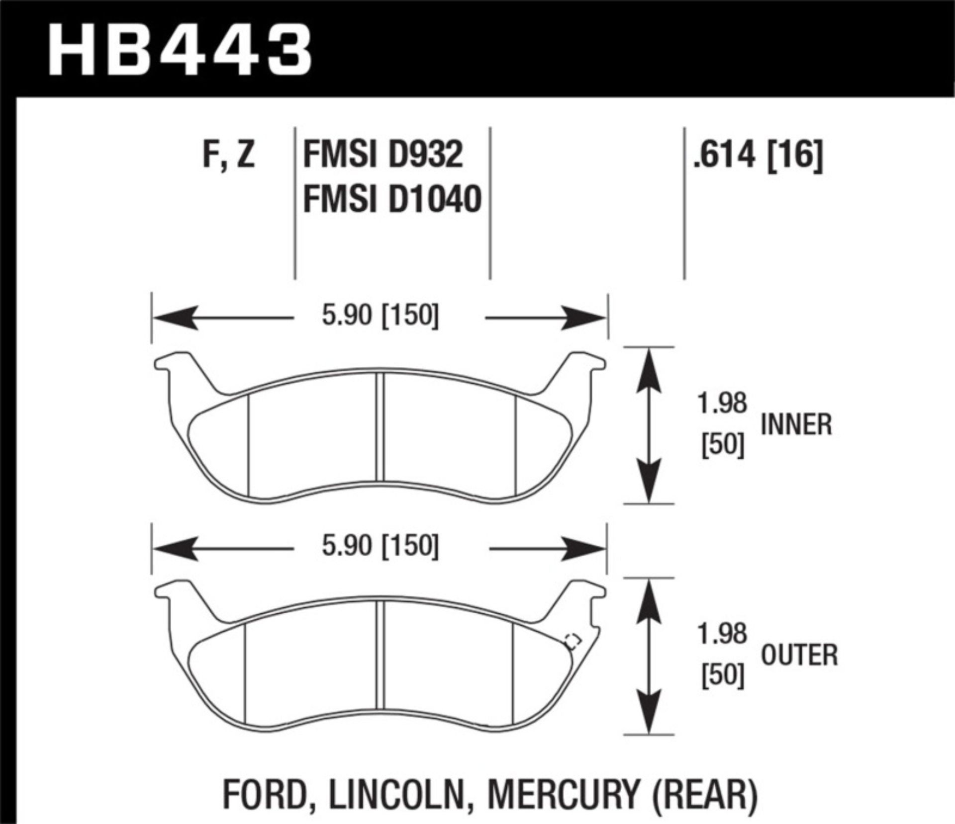 Picture of Hawk 03-04 Mercury Marauder DTC-30 Rear Race Pads