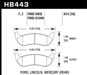 Picture of Hawk 03-04 Mercury Marauder DTC-30 Rear Race Pads