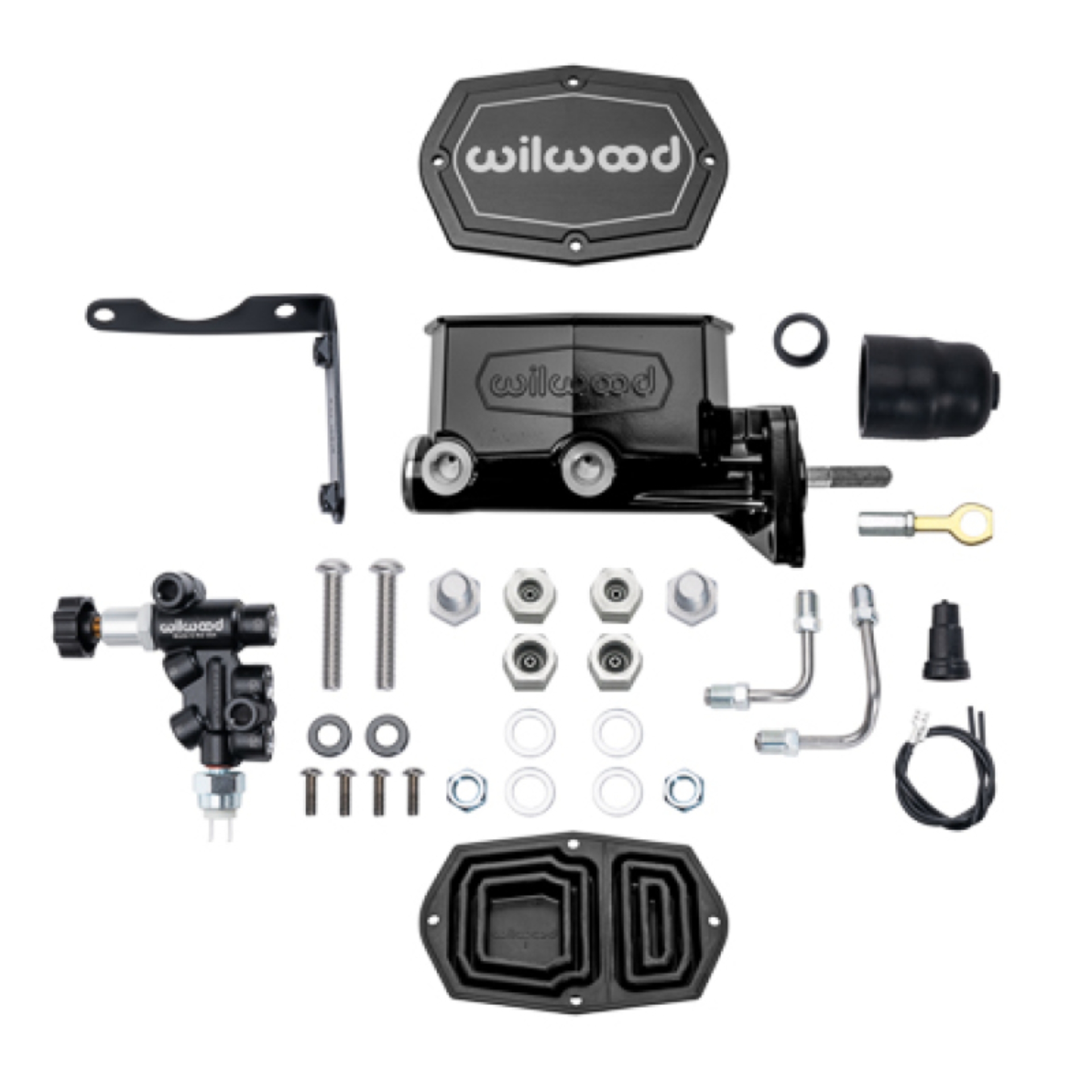 Picture of Wilwood Mopar Compact Tandem Master Cylinder Kit w/ Combination Valve & Pushrod 15/16in Bore - Black