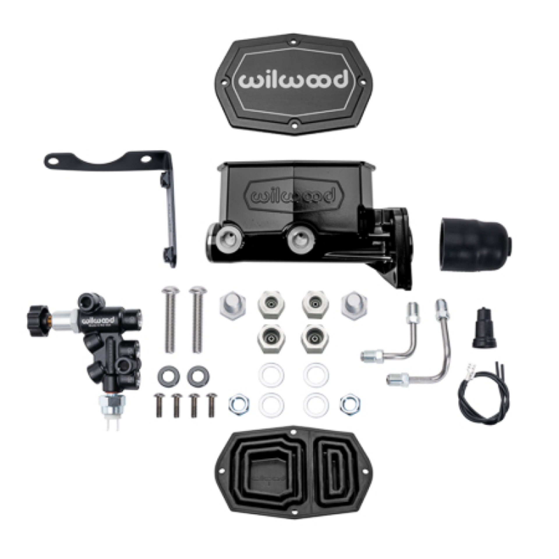 Picture of Wilwood Mopar Compact Tandem Master Cylinder Kit w/ Combination Valve 1in Bore - Black