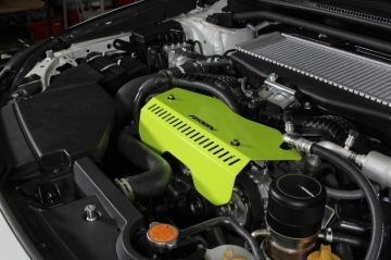 Picture of PERRIN 22-26 Subaru WRX Pulley Cover - Neon Yellow (TALL - For Use w/o PERRIN AOS)