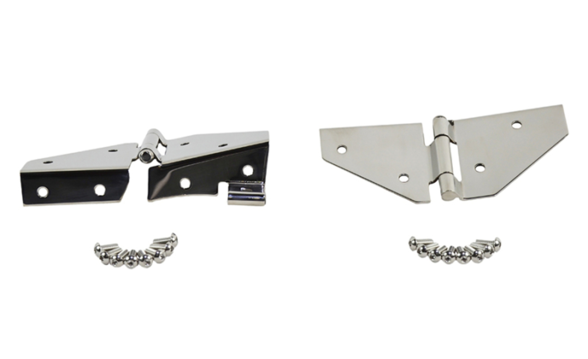 Picture of Kentrol 76-95 Jeep CJ/Wrangler YJ Windshield Hinge No Mirror Holes Pair - Polished Silver