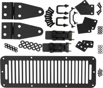 Picture of Kentrol 78-95 Jeep CJ/Wrangler YJ Hood Kit With TJ Style Hood Catch - Powdercoat Black