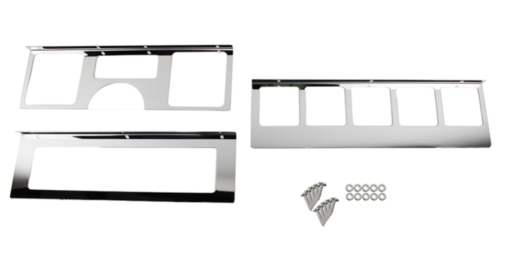 Picture of Kentrol 87-95 Jeep Wrangler YJ Dash Overlay Set (3 pieces) - Polished Silver