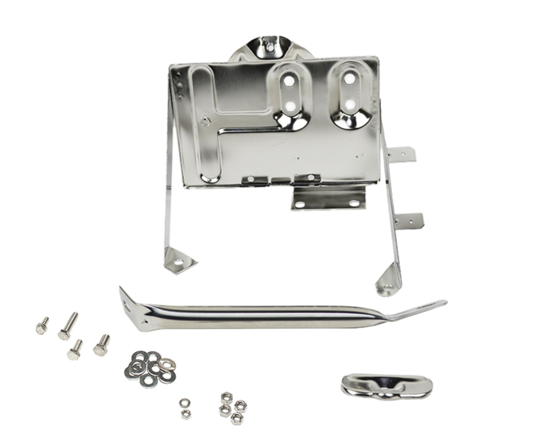 Picture of Kentrol 76-86 Jeep CJ Battery Tray with support arm - Polished Silver