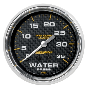 Picture of Autometer Marine Carbon Fiber Mechanical 2-5/8in 0-35PSI Water Pressure Gage