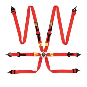 Picture of OMP Safety Harness First 2In Red (Fia 8853-2016) Pull Up - Steel Adj