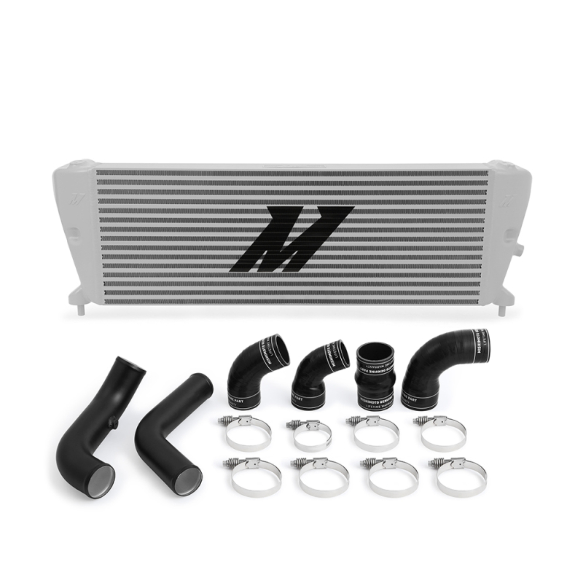 Picture of Mishimoto Ford Ranger 3.2L Diesel Intercooler Kit 2011+ Silver w/ Wrinkle Black Pipes