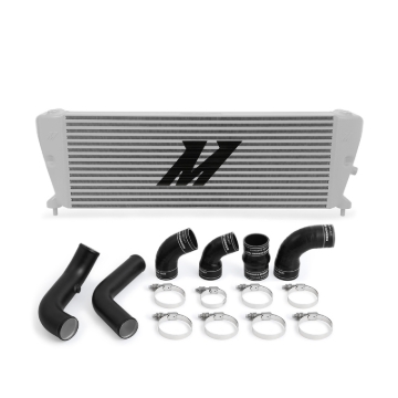 Picture of Mishimoto Ford Ranger 3.2L Diesel Intercooler Kit 2011+ Silver w/ Wrinkle Black Pipes