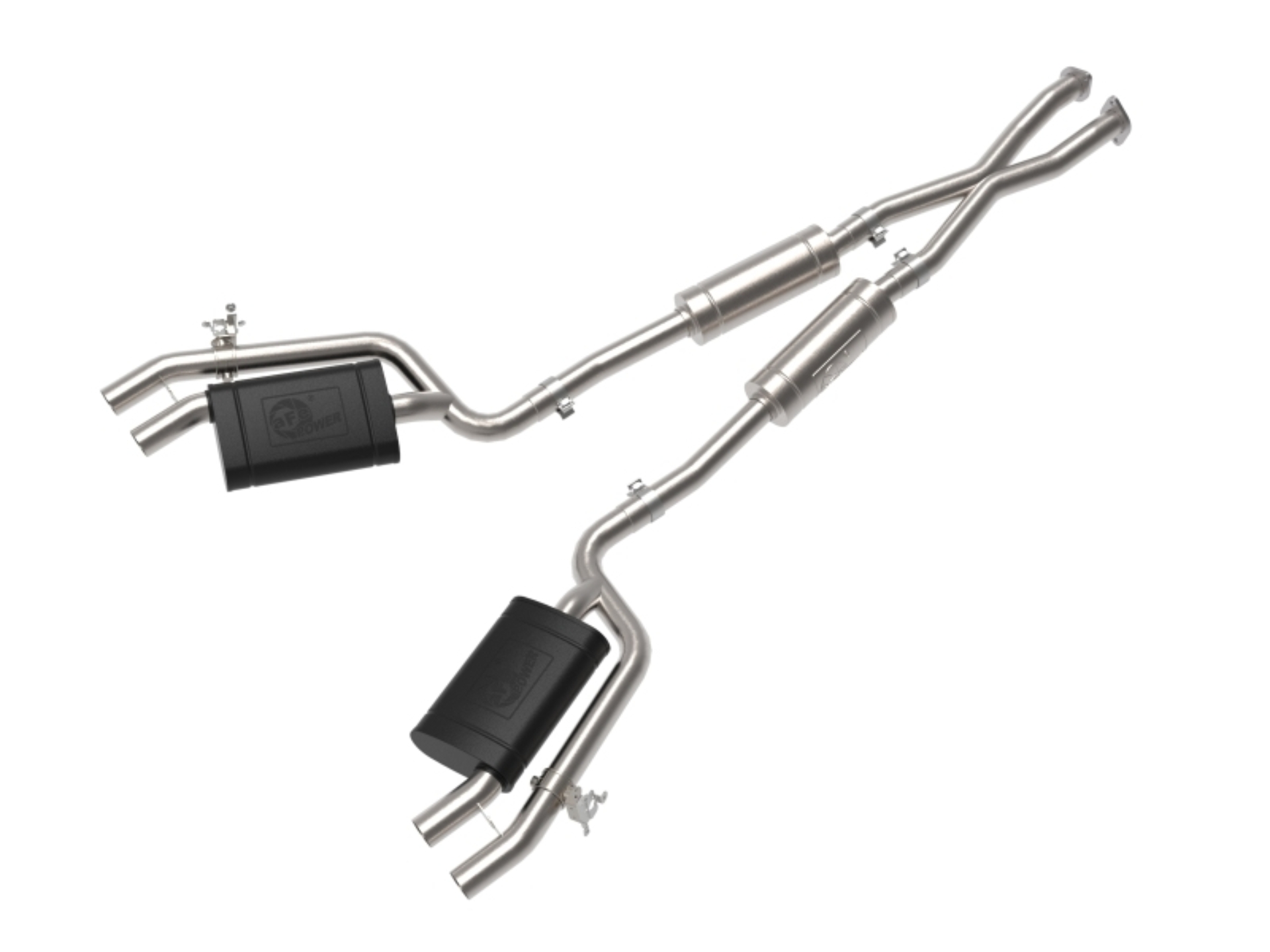Picture of aFe Gemini XV 2.5in 304 SS Cat-Back Exhaust w/Cut-Out 18-22 Kia Stinger V6 3.3L