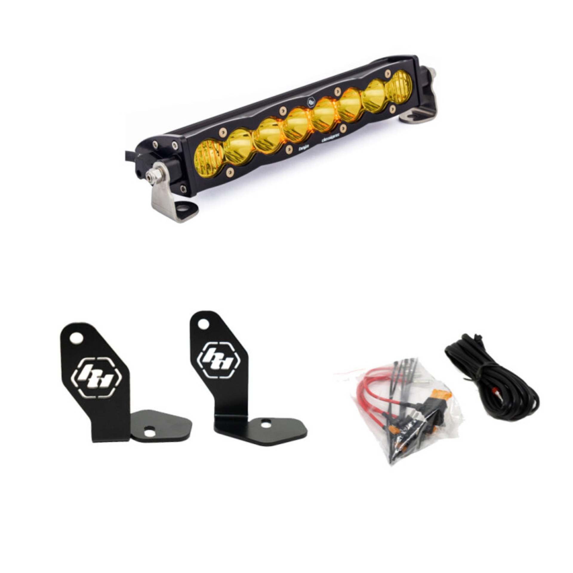 Picture of Baja Designs Polaris Pro-R S8 10in Hood Mount Kit - Amber