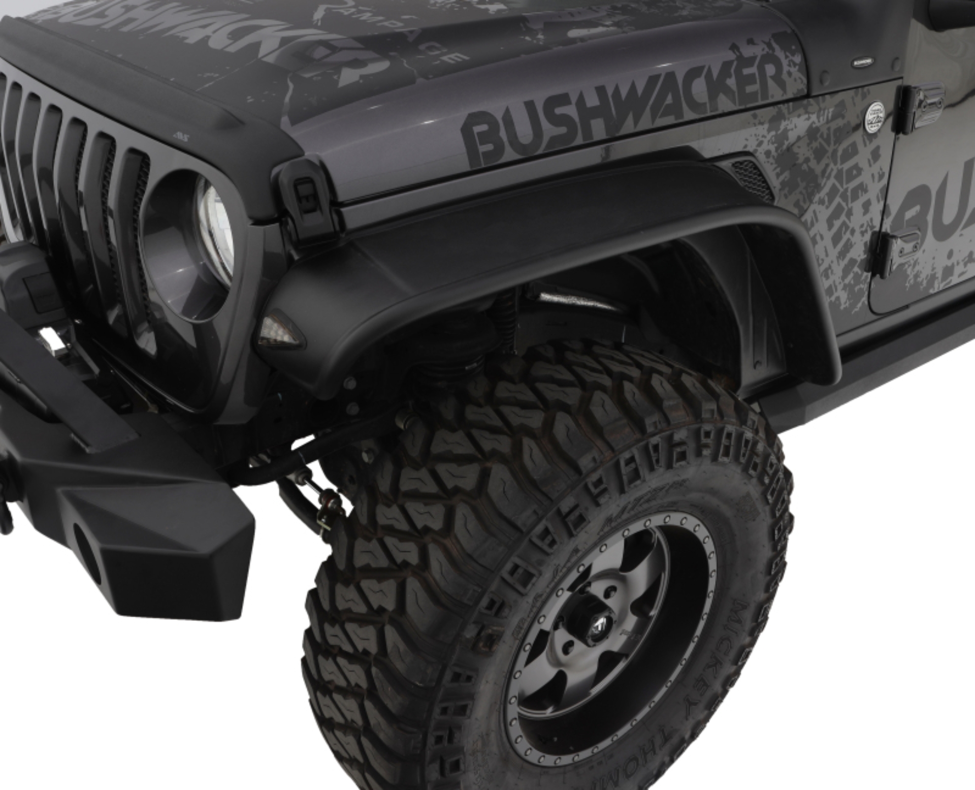 Picture of Bushwacker18-22 Jeep Wrangler JL 2/4 Door Front Flat Style Flares 2pc - Black