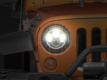 Picture of Raxiom 97-18 Jeep Wrangler TJ/JK Axial Halo Headlights w/ DRL Amber Signals- Black Hsng (Clear Lens)