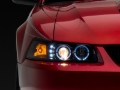Picture of Raxiom 99-04 Ford Mustang Dual LED Halo Projector Headlights- Black Housing (Clear Lens)